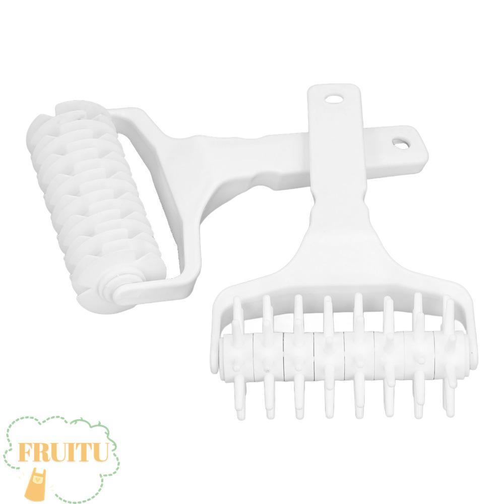FRUITU 2pcs พิซซ่าแป้ง Roller Docker,พลาสติกยาวพิซซ่า Crust Roller Docker,สีขาว Time-Saver เครื่องมื