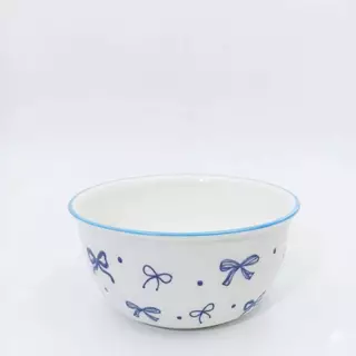 ถ้วย จาน เซรามิก ลายนโบว์น่ารัก จานทรงลึก 8 นิ้ว 1 ใบ สินค้าใหม่พร้อมส่ง