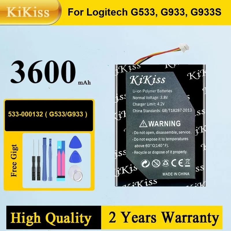 533-000132(G533/G933) แบตเตอรี่ลิเธียมไอออน 3000mAh สําหรับ Logitech G533, G933, G933S