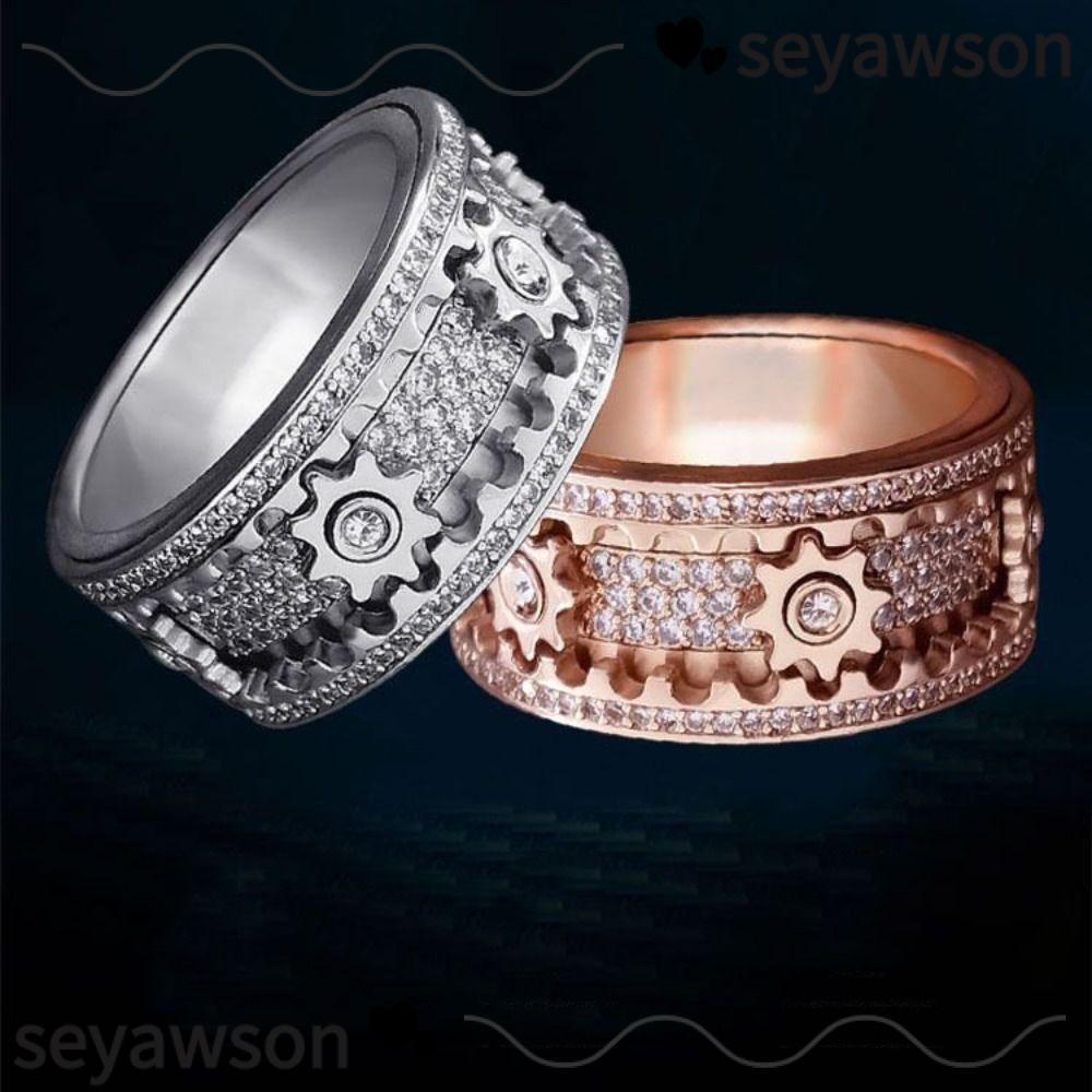 SEYAWSON Gear Spinner แหวน Handmade Mechanical หมุน Decompression ความวิตกกังวล Band แหวน