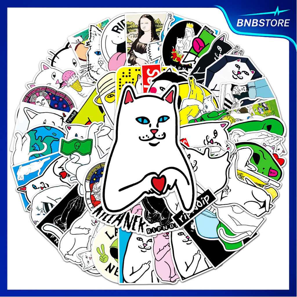 🍀ส่งจากไทย🍀 53ชิ้น Ripndip  แมวนิ้วกลาง แมวการ์ตูน Graffiti Sticker DIY กันน้ำ
