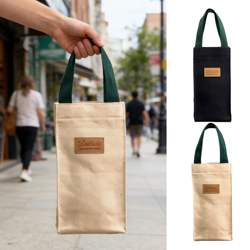 🔥（พร้อมส่ง）ถุงใส่แก้ว กระเป๋าผ้าดิบ ผ้าแคนวาส แข็งแรงทนทาน ไม่ขาด
