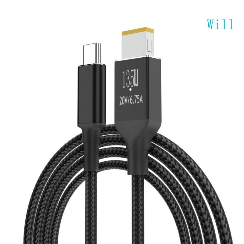 จะ 135W USBC To Square Tip Cable TypeC Charger สายไฟสําหรับ Thinkpad