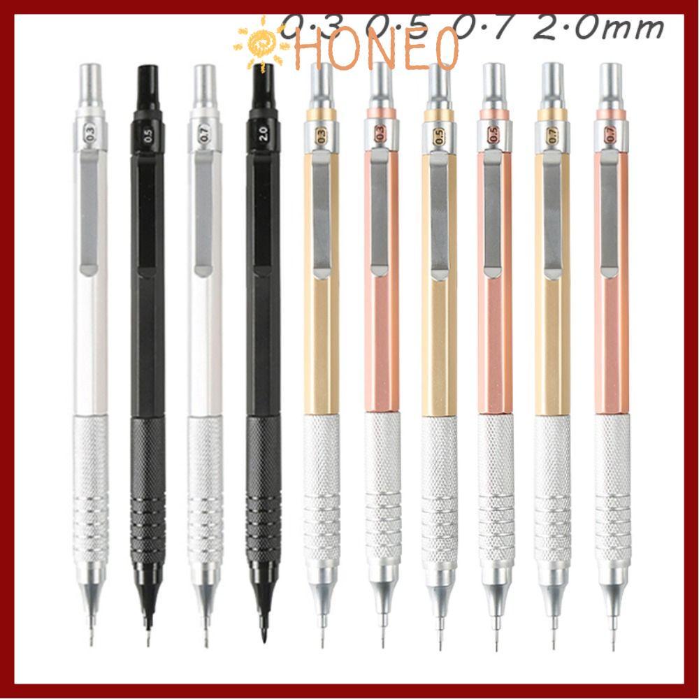 ดินสอกด HONE, 0.3/0.5/0.7/0.9/2.0 มม. เครื่องเขียนดินสออัตโนมัติ, มืออาชีพโลหะแรงโน้มถ่วงต่ําดินสอ P