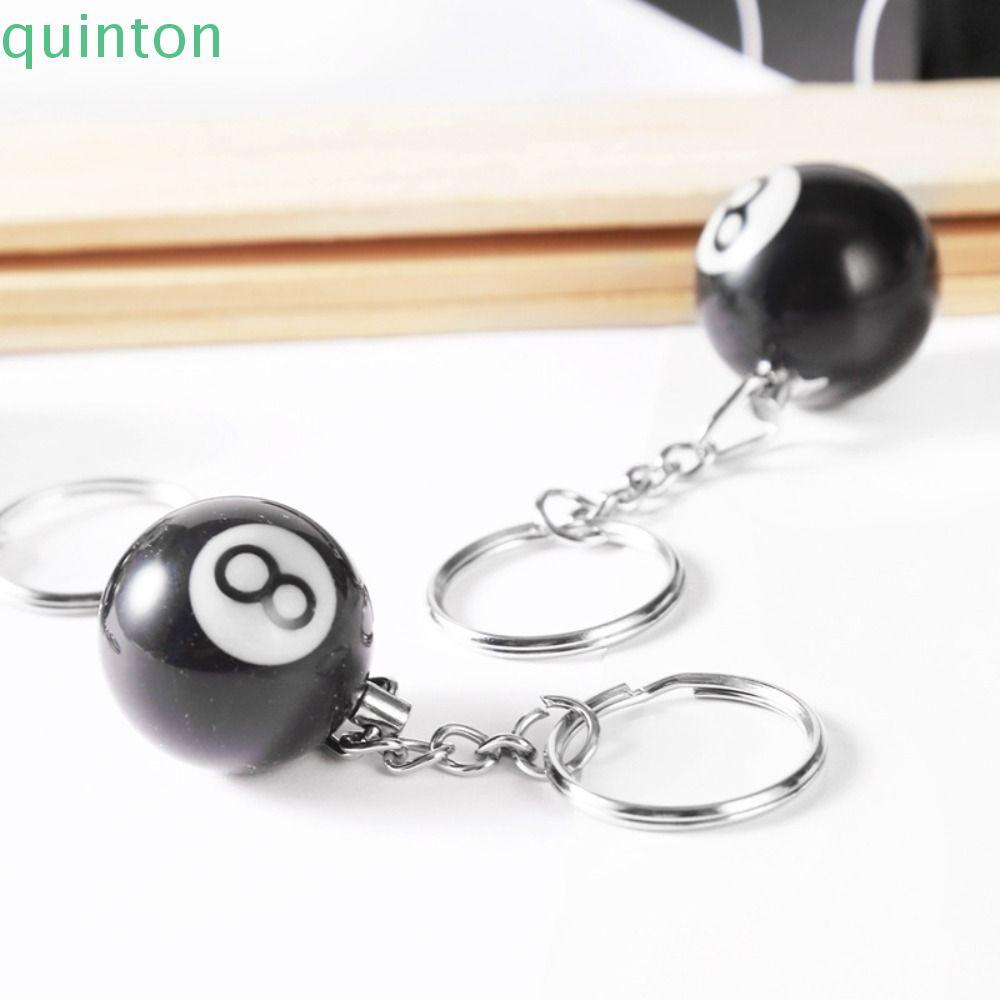 QUINTON บิลเลียดพวงกุญแจสนุ๊กเกอร์รอบ Ball กระเป๋าอุปกรณ์เสริม Resin Ball No. 8 พวงกุญแจ Creative NO