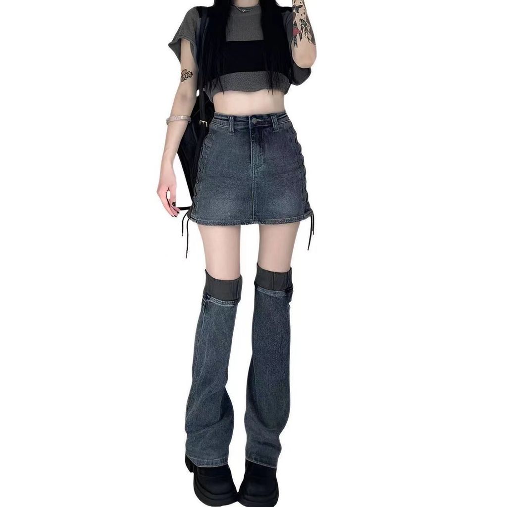 Hot Girl Niche Skirt Denim ins Match y2k Two Summer Suit Style Short Skirt Pure New Style Pear Shape