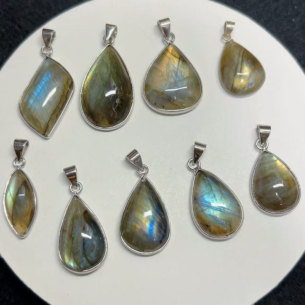DIY Handmade Labradorite คริสตัลสีขาว Magic กล่องจี้ Charm สําหรับเครื่องประดับทําสร้อยคอสร้อยข้อมืออุปกรณ์เสริม