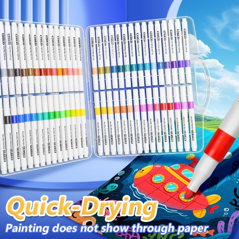 Acrylic Marker ปากกาอะคริลิค สีชัด แห้งเร็ว ไม่มีกลิ่น เขียนได้ทุกพื้นผิว 24/48/60 สี งานศิลปะ