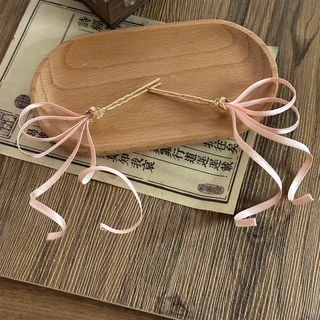 Anti-Gravity โบราณสีชมพู Bow Hairpin ใหม่จีน Hairpin ผมม้วน Hanfu อุปกรณ์เสริมผม