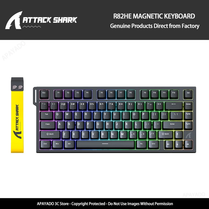 ATTACK SHARK R82HE คีย์บอร์ดเกมแม่เหล็ก 75% แบบมีสาย 8000Hz Rapid Trigger ProGamer คีย์บอร์ด,0.005 ม