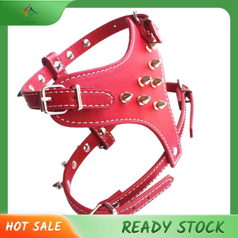 [luxiang.th] Spiked Studded Leather Puppy Dog Harness Vest for Small Breed Dog Harness Dog Leash Dog