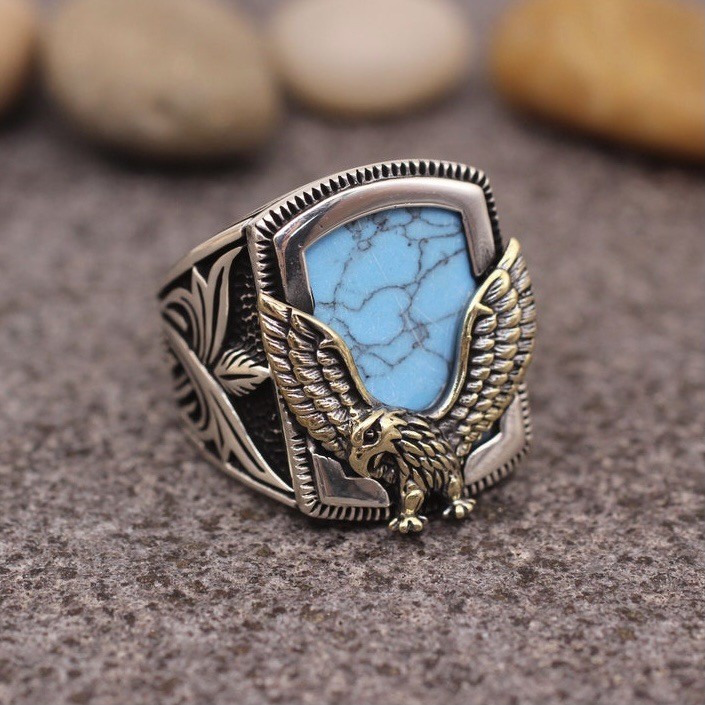 Jianjie shein แหวนผู้ชาย Creative Eagle Shape Spread Wings Flying แหวน temu แหวนผู้ชาย Jianjie Shein