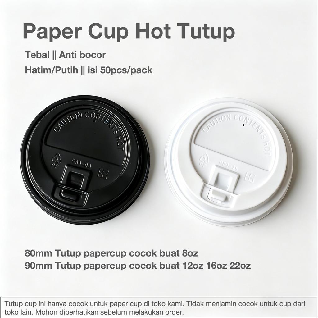 [50PCS]Lids PP 80mm 90mm 8oz 12oz 16oz 22oz/ ฝาถ้วยกระดาษแน่น Klop 8oz 12oz 16oz 22oz