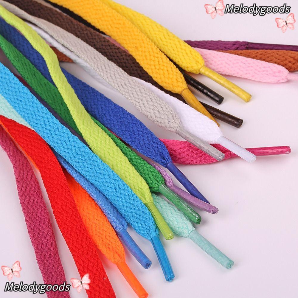 MELODG Braided Shoelace สีทึบ ขนาด 120 ซม., สายเชือกรองเท้าแบนสำหรับรองเท้าผ้าใบและกีฬากลางแจ้ง