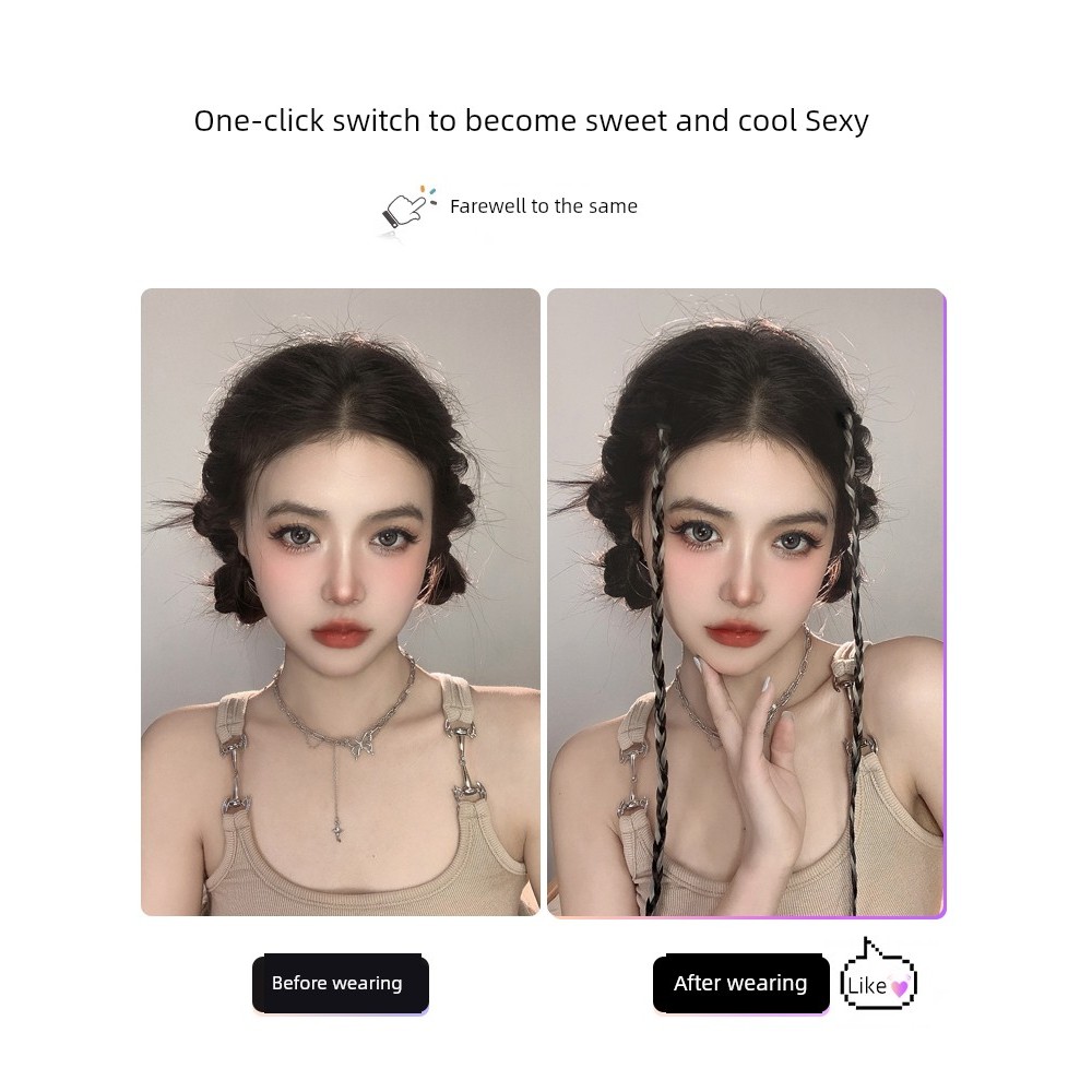 มวยผมปลอม ไฮไลท์ผม วิกผม Braids สกปรก Braids มวย Braids หางม้าที่มีสีสันไฮไลท์ Twist Braids คลิป y2k