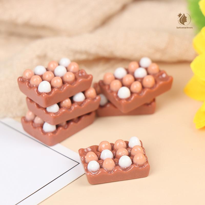 [PE] 6 ชิ้น 1:12 Dollhouse Miniature Eggs อาหารครัวรุ่นตกแต่ง TH