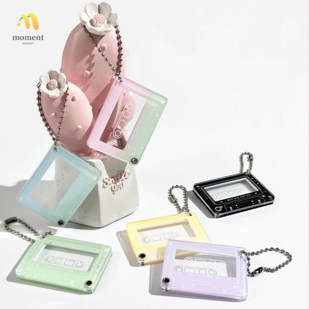 MOMENT Photo Organizer, เครื่องเล่นเพลงอะคริลิคสไลด์กรอบรูปพวงกุญแจ, Creative Photocard 1 นิ้วแขวนจี้สําหรับกระเป๋าของขวัญ