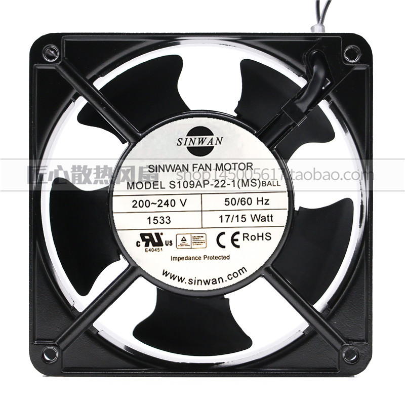 พัดลมไต้หวัน S109AP-22-1 WB AC 220V 17W 12CM ผ้าไต้หวัน 12038