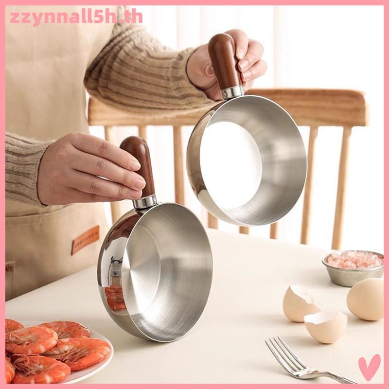 Zzynnall5h Single-Person หม้อสแตนเลสทนความร้อนด้ามไม้สําหรับสลัดผลไม้โยเกิร์ตอาหารเช้าครัวทําอาหารชา