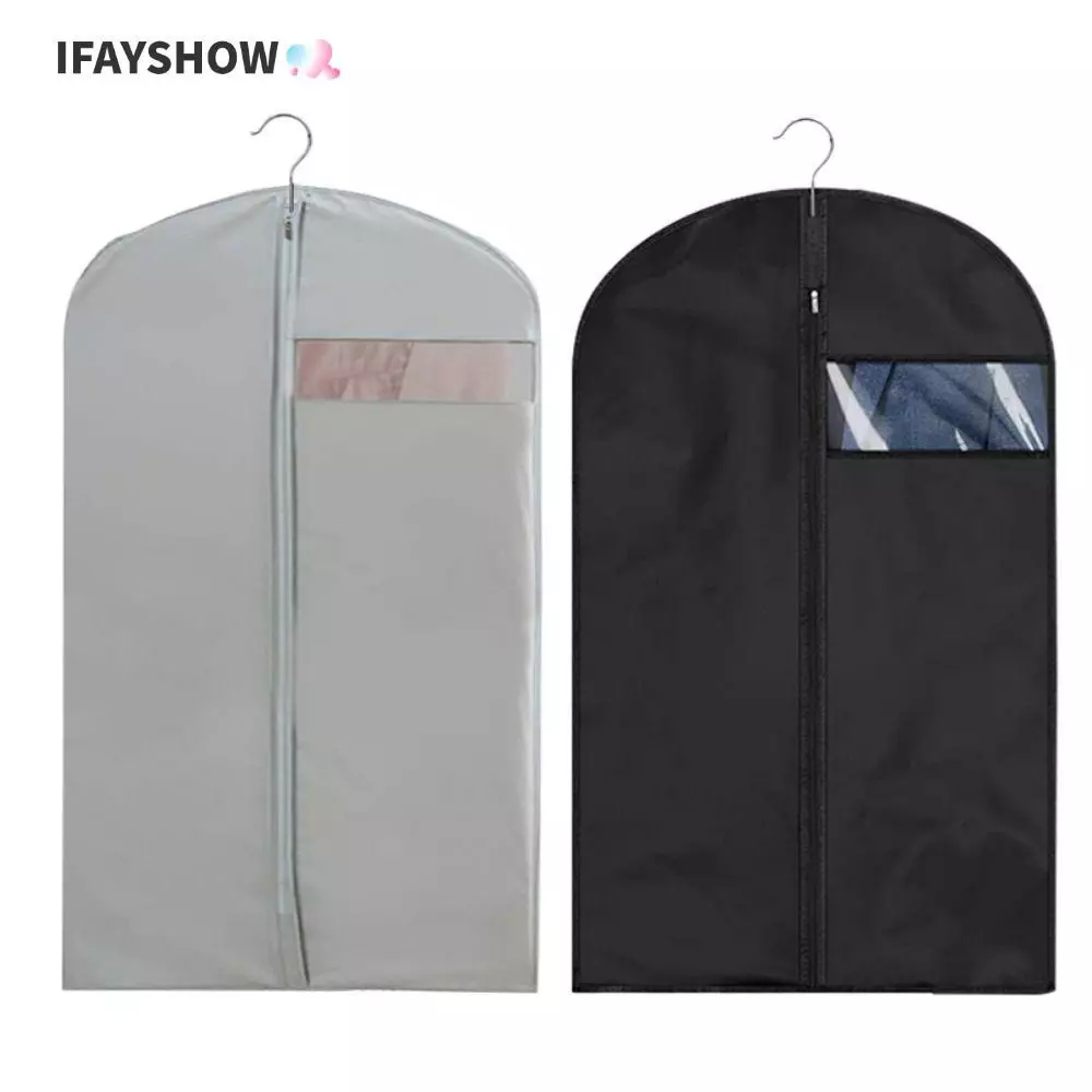 IFAYSHOW ถุงเก็บฝุ่นเสื้อผ้า, ผ้าคลุมเสื้อผ้าสีดําสีเทาแขวนเก็บกระเป๋า, ทนทานกันน้ํากันฝุ่น PEVA Closet Organizer Coat Suit Dress