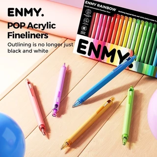 ENMY Rainbow Series อะคริลิค Retractable Fineliner Pens 48 สี DIYชุดปากกาหมึกเจลสี 100% สินค้าจริง