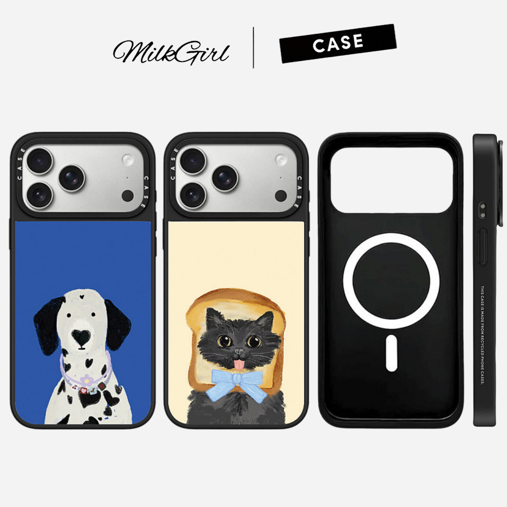กระจกแม่เหล็กขนมปังแมวสุนัขเคสโทรศัพท์สําหรับ ไอโฟน 17 มือโปร สูงสุด 17 อากาศ 16 บวก 15 14 13 12 11 กันกระแทกป้องกันปลอก