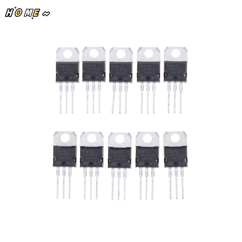 NewHOME 10PCS P75NF75 P75N75 STP75NF75 TO-220 ทรานซิสเตอร์ oril
