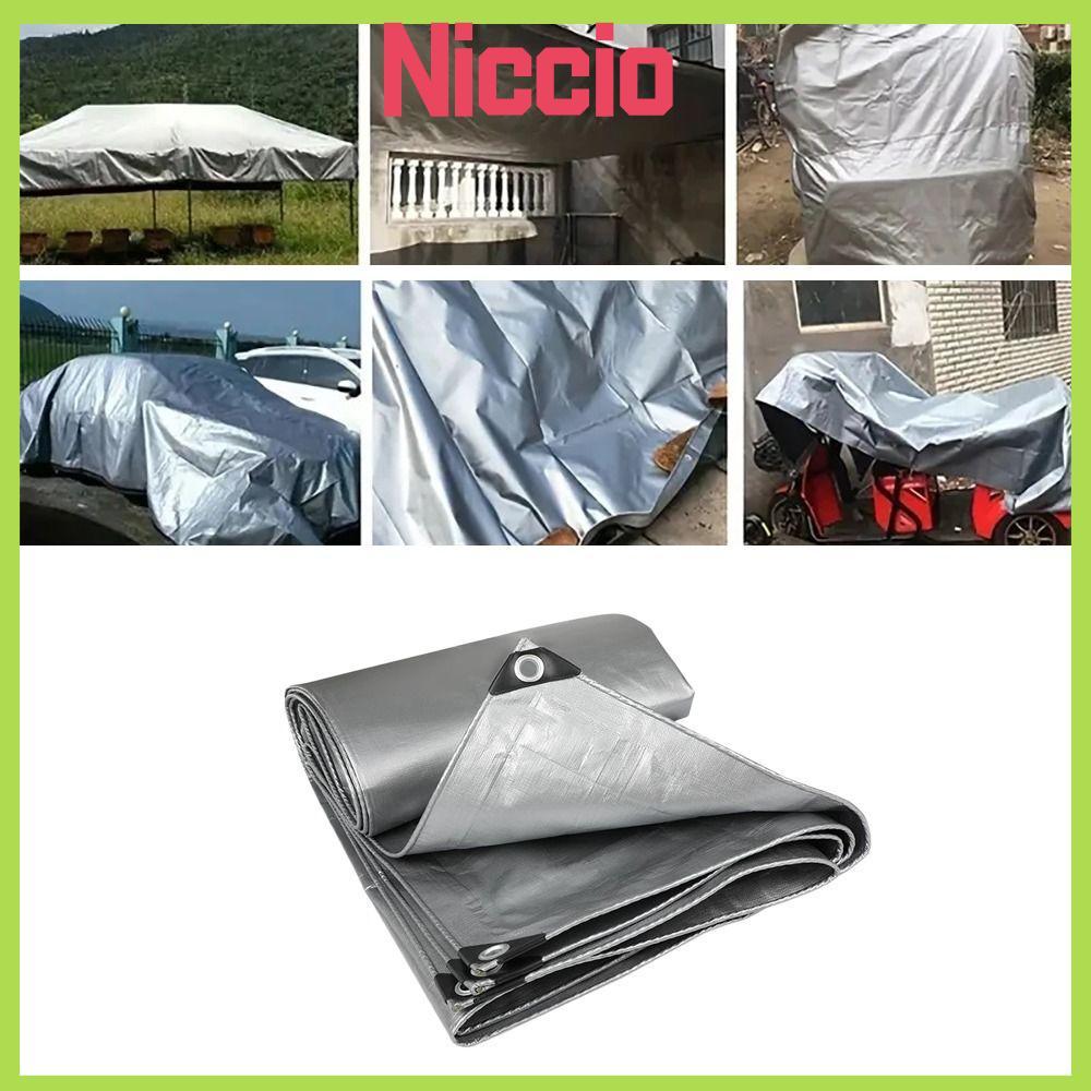 NICCIO ผ้าใบกันน้ํา PE, กันสาดกลางแจ้ง Camping เต็นท์เสื่อผ้ากันฝน, 2mX3m เรือรถบรรทุกหลังคากันสาด S