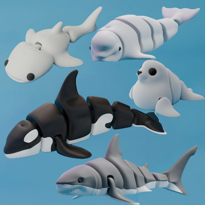 ชุดตัวเลขสัตว์มหาสมุทรแบบประกบ – ของเล่นโมเดล Orca, Shark, Dolphin & Seal พร้อมข้อต่อที่สามารถเคลื่อนย้าย, การตกแต่งโต๊ะชีวิตทางทะเลที่สมจริง, ของขวัญเพื่อการศึกษาสําหรับเด็กและนักสะสม