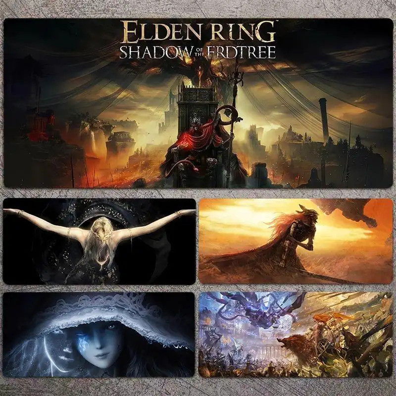 แผ่นรองเมาส์สําหรับเล่นเกม "Elden Ring" แผ่นรองแป้นพิมพ์คอมพิวเตอร์ e-sports ตัวผู้ขนาดใหญ่พิเศษแผ่นรองโต๊ะกันลื่นขอบล็อคความแม่นยําสัมผัสสบายสร้างการเล่นเกมที่แช่