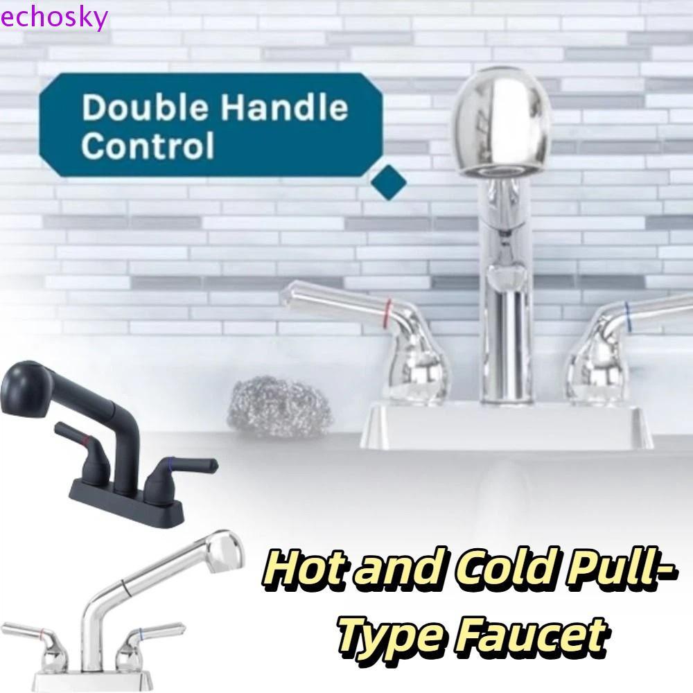 ECHOSKY Utility Sink Faucet, Chrome Non-Metallic ABS พลาสติกซักรีด Sink Faucet, สเปรย์การตั้งค่า 4 น