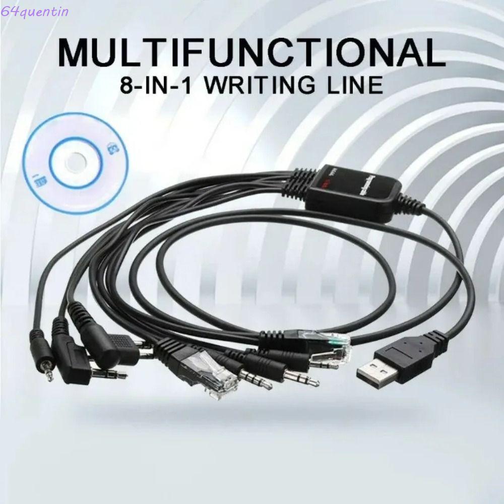 QUENTIN 8 in 1 สายการเขียนโปรแกรม USB, ABS USB K-type 8 in 1 สายเชื่อมต่อเครื่องส่งรับวิทยุ, พร้อม C