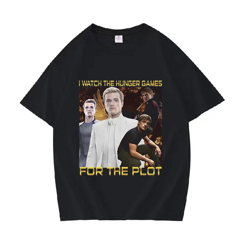 ฉันดู The Hunger Games เพื่อดูเนื้อเรื่อง เสื้อยืดพิมพ์ลาย Peeta Mellark ของ Josh Hutcherson เสื้อผ้