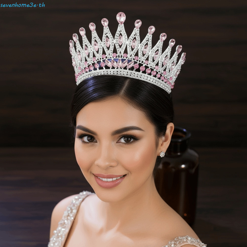 SEVENHOME3E Queen Tiara Crown, เงาโบราณ Bronze Baroque Crown, อินเทรนด์ปรับ Vintage Elegant Princess