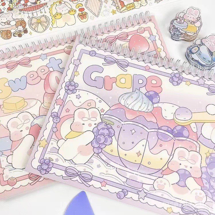 Ledger Storage Book Cream Grape Paradise Value High Sticker b5 Tape Bunny Book Strawberry Cute Carto