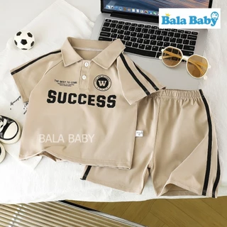 ชุดลำลองเด็ก เสื้อผ้าเด็กเซ็ต2ชิ้น ลุคสปอร์ต เสื้อคอปกแขนสั้น+กางเกงขาสั้น ชุดไปโรงเรียนอนุบาล Size80-120cm DXT102