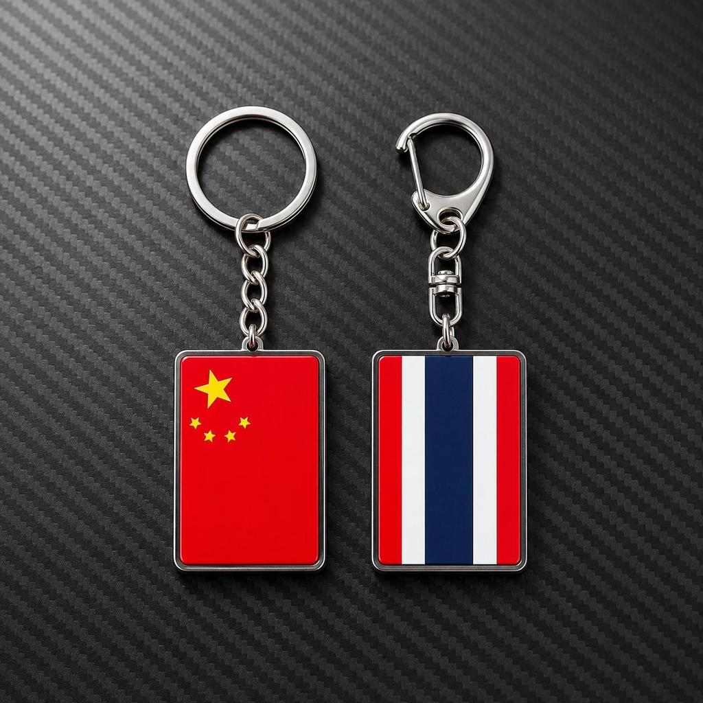 พวงกุญแจ 2 แบบ: ธงชาติไทย/ธงชาติจีน (พวงกุญแจห้อยกระเป๋า/พวงกุญแจ)