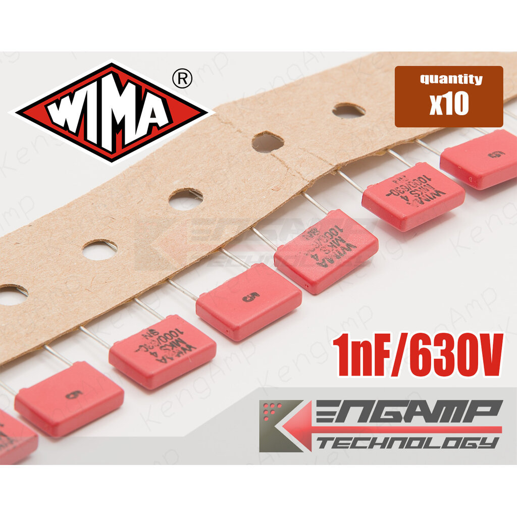 (10ตัว) [F-CAP] 1nF/630V 1000pF/630V WIMA MKS4 5% 2.4x10mm P=7.5mm