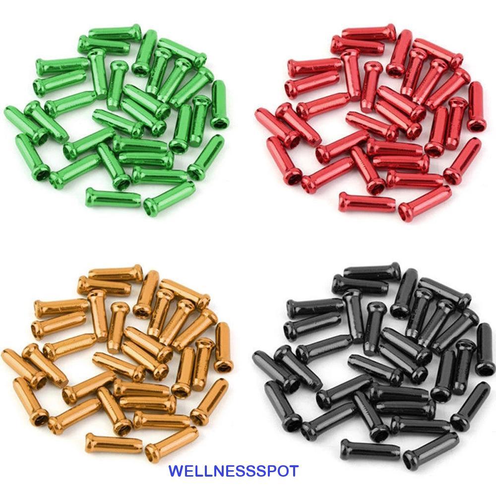WELLNESSSPOT ฝาปิดท้ายสายจักรยาน Derailleur Shift Cables ไม่จําเป็นต้องโหลด สีทึบสายอลูมิเนียมที่สวยงามและเล็ก End Caps
