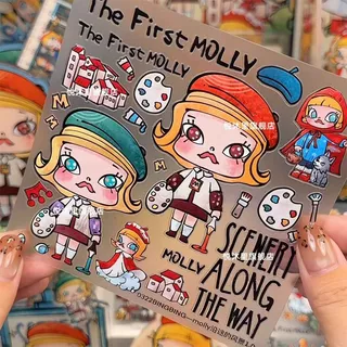 Pop Mart Molly สติ๊กเกอร์ตกแต่งสติ๊กเกอร์แต่งเล็บ diy คอมพิวเตอร์แท็บเล็ตเคสโทรศัพท์คู่มือสติ๊กเกอร์