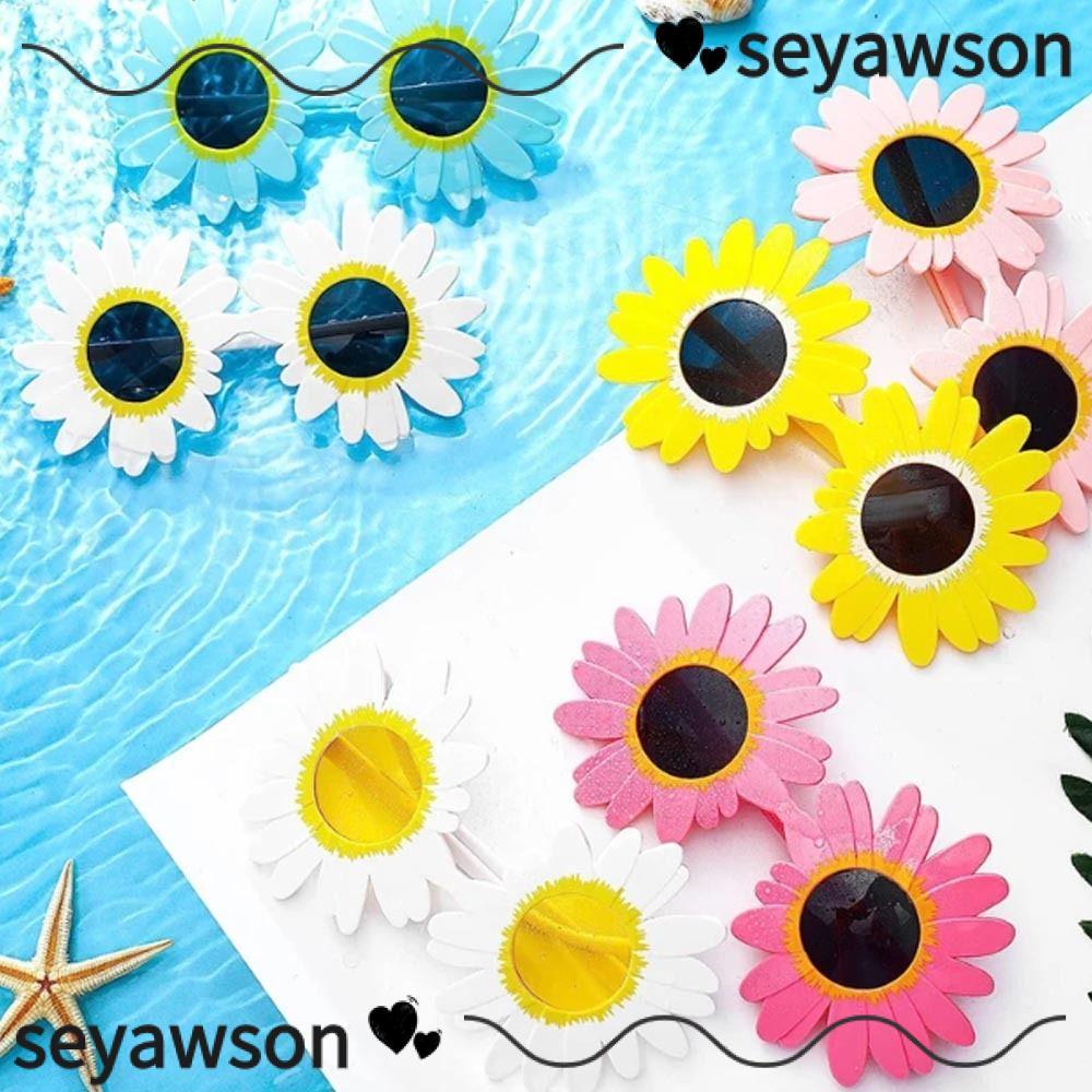 SEYAWSON Flower Glasses, Photograph Props Glasses กรอบขนาดใหญ่ Daisy Shades, Sun Flower Shape แว่นกันแดด