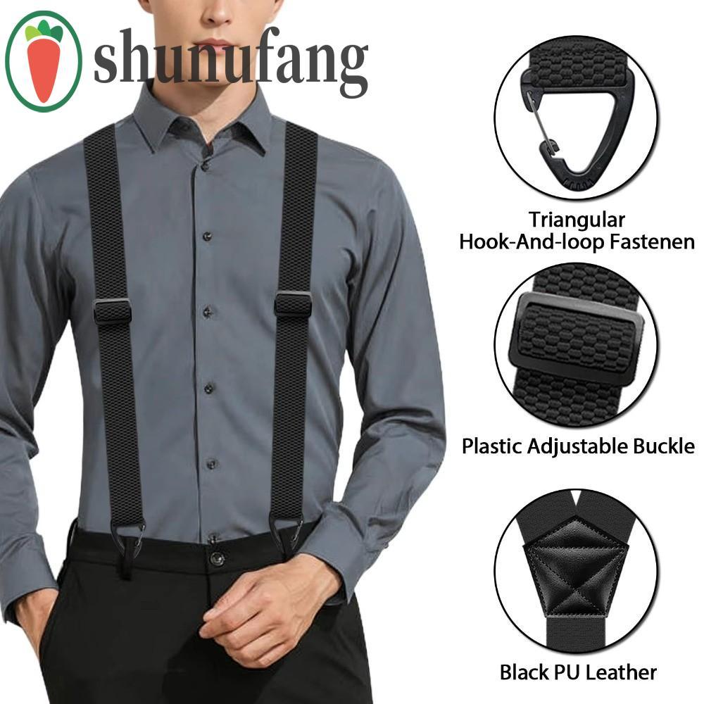 UNUF Y-Type Suspenders, กว้าง 3.8 ซม. 3 Gripper Clasps ทํางาน Suspenders, แฟชั่น Retro Anti-slip Heavy Duty ปรับ Suspenders ผู้ชายของขวัญ
