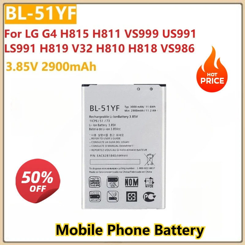 BL-51YF แบตเตอรี่โทรศัพท์ 3.85V 2900mAh สําหรับ LG G4 H815 H811 VS999 US991 LS991 H819 V32 H810 H818