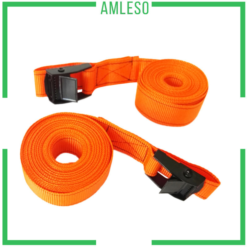 [Amleso] 2PCS 25mm x 5m Kayak Surfboard Roof Rack Tie Down Straps w/ Metal Cam Buckle