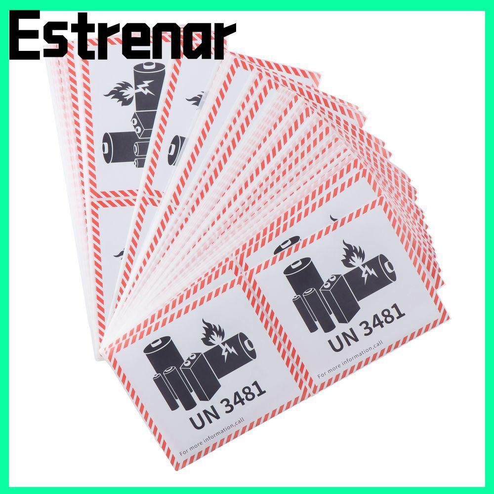 ป้ายแบตเตอรี่ลิเธียมขนส่ง ESTRENAR, แผ่นทองแดงกาวสีแดงแบตเตอรี่ป้ายไฟ, UN3481 ลิเธียม 4.7 "x 4.3" สํ