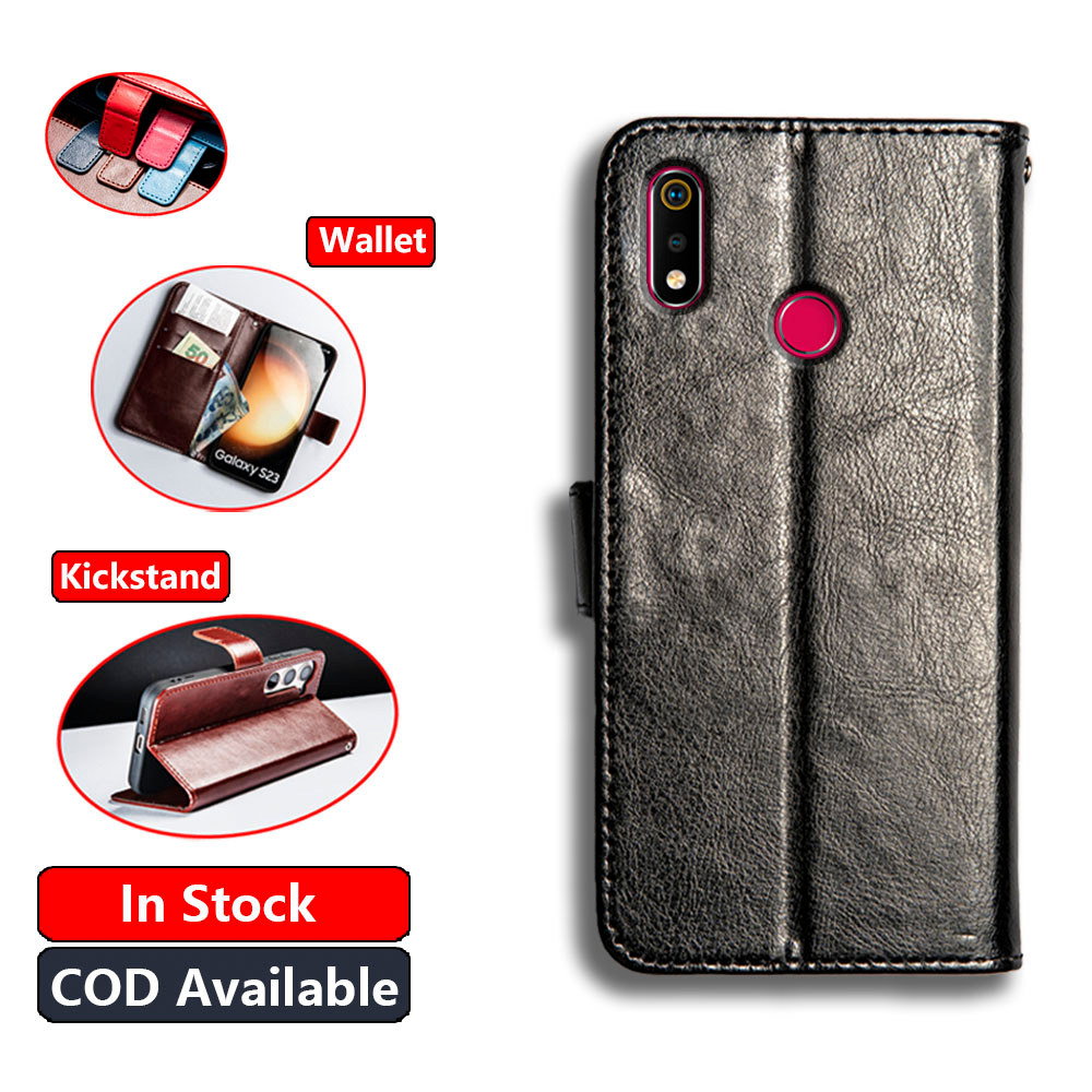 หนังคลาสสิกสําหรับ Realme 3 3i 3 Pro X Lite RMX1851 RMX1827 RMX1825 RMX1821 กระเป๋าสตางค์ Vintage Folio กรณีพลิกโน้ตบุ๊คสไตล์แม่เหล็กปิด Kickstand ช่องใส่การ์ด