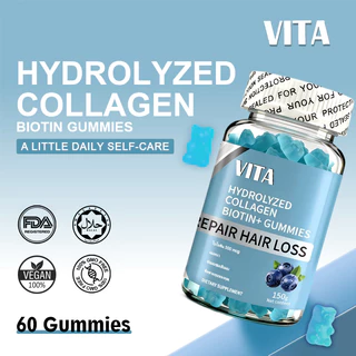 VITA คอลลาเจน ไบโอตินกัมมี่ วิตามินบีรวม บํารุงผม อาหารเสริมCollagen Biotin VitaminB Gummy Dietary Supplement 60Gummies
