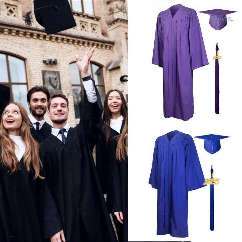 CH เสื้อคลุมรับปริญญาพร้อมพู่ชุดสําเร็จการศึกษา Gowns Caps Tassels ชุดผู้หญิง Man