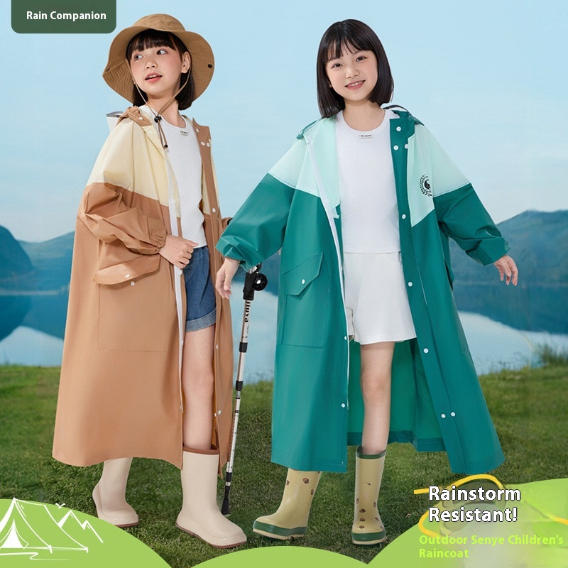 EERSHENSHI เสื้อกันฝนกันน้ํา Eva สําหรับเด็กเดินป่ากันฝนโรงเรียน
