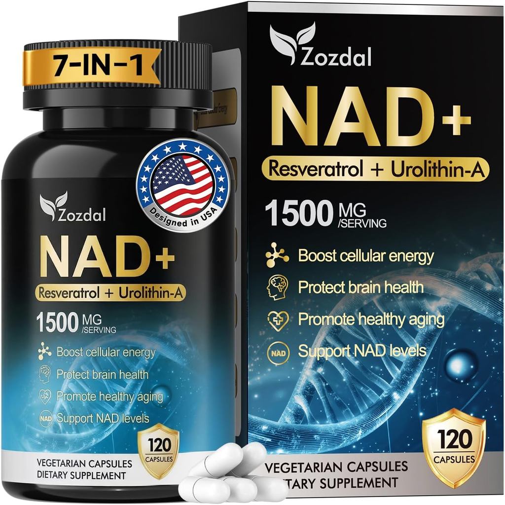NAD+ อาหารเสริม 1500mg - สูตร Liposomal 7-in-1 พร้อม Urolithin A, CoQ10 & Resveratrol - Cellular Ene